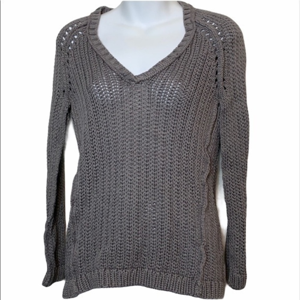 Loft Taupe Loose Weave Sweater